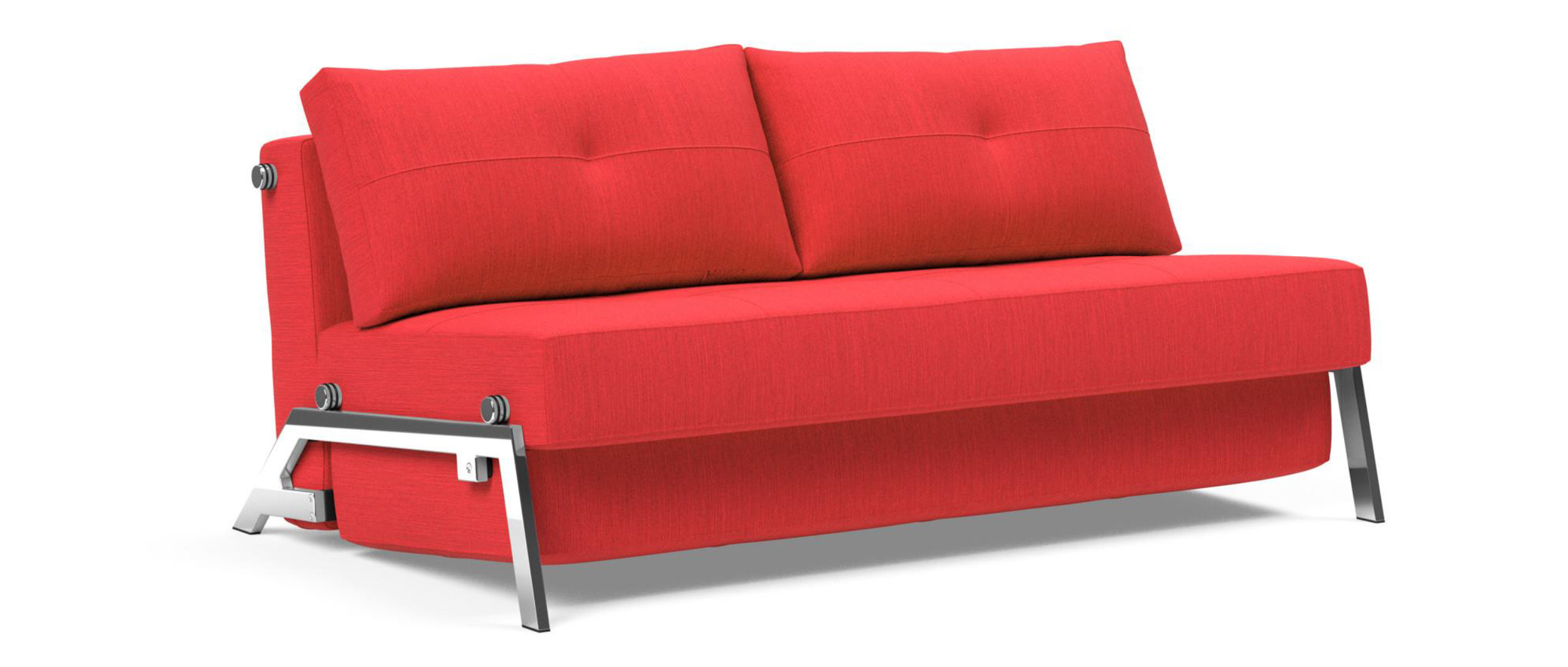 CUBED 02 Schlafsofa 160 von Innovation mit Chromfüßen als Sonderanfertigung im Stoff Elegance Red (511)