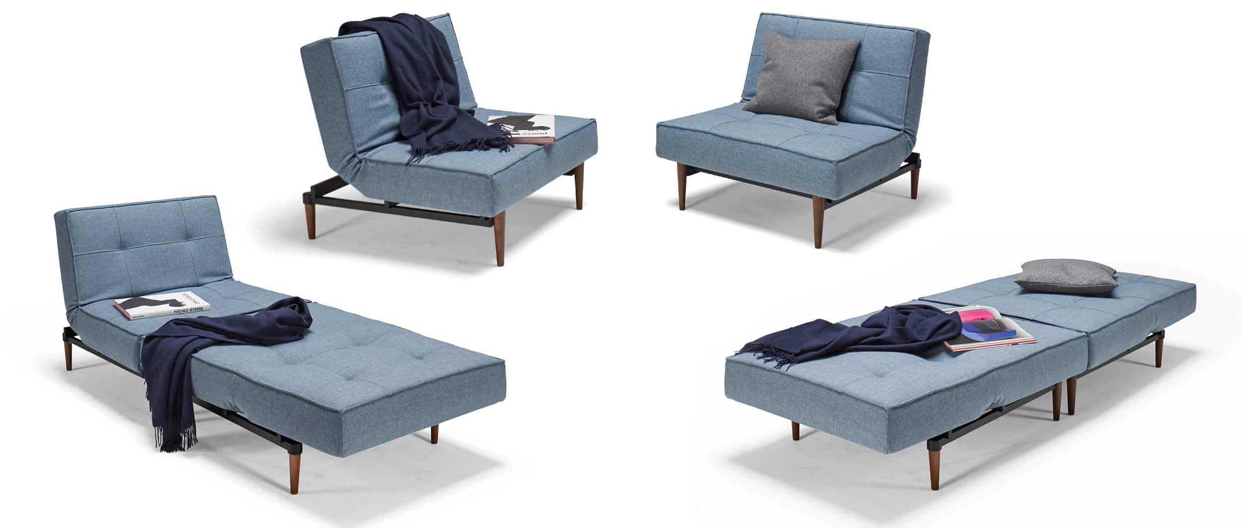 Kombiniert man 2 SPLITBACK Schlafsessel, erhält man ein flexibles Gästebett mit Liegefläche von ca. 80/90x230 cm für 1 Person