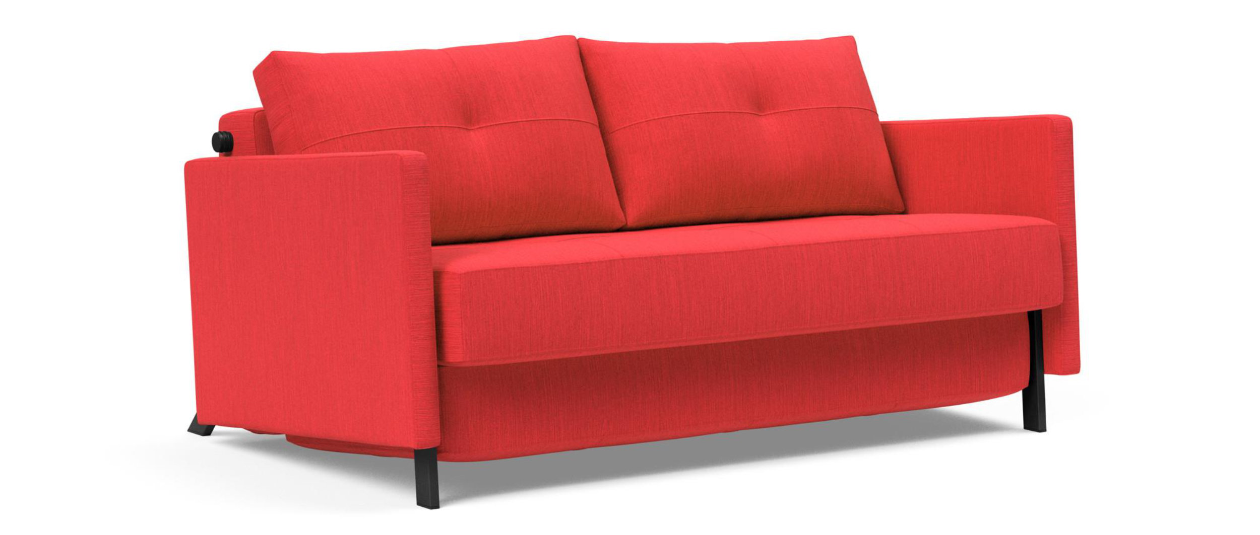 Das CUBED 02 Schlafsofa von Innovation mit Armlehnen als Sonderanfertigung im Stoff Elegance Red (511)