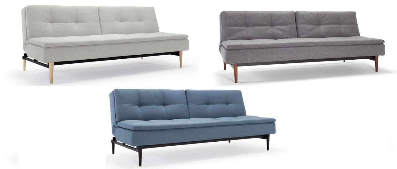 DUBLEXO Schlafsofa Füße: helle Styletto (oben links), dunkelbraune Styletto (oben rechts), schwarze Styletto (unten)