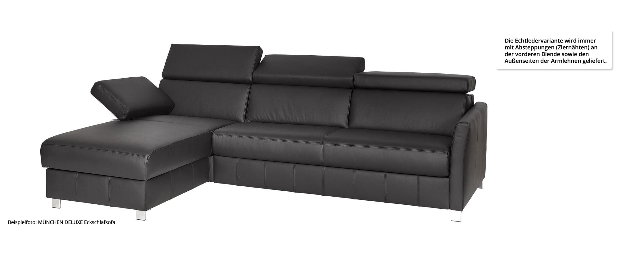 Das Schlafsofa ist auch in Echtleder erhältlich