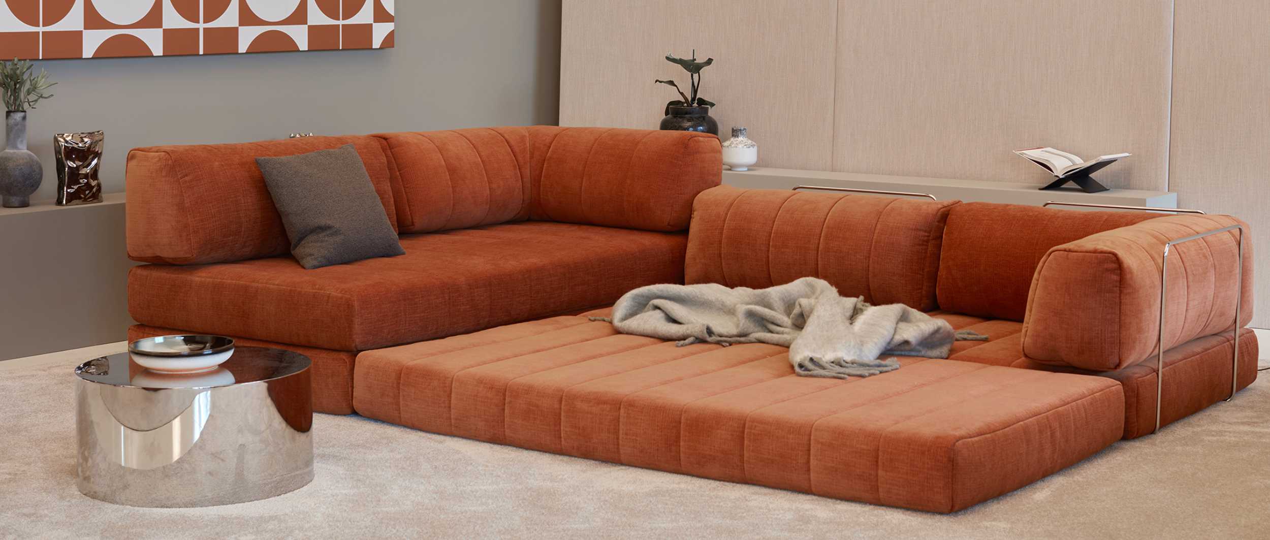 Das COZYPAD L-Shape Eckschlafsofa lässt sich leicht in eine großzügige Wohnlandschaft mit Schlaffunktion verwandeln