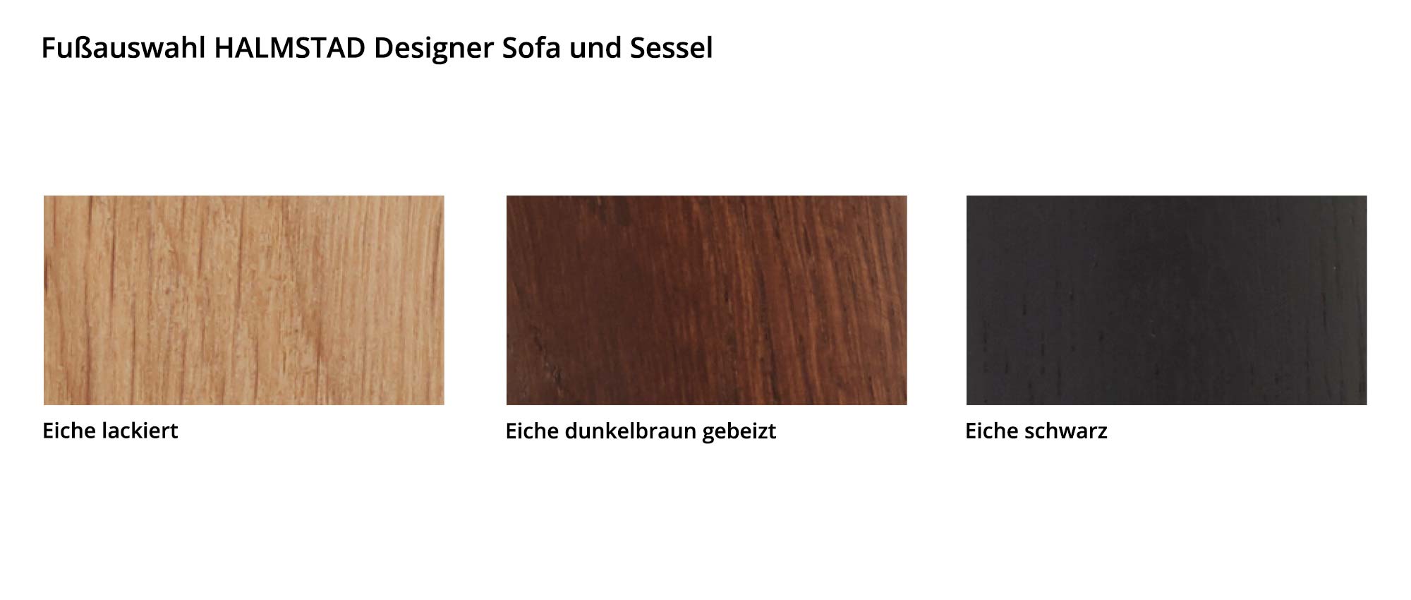 Wählen Sie beim HALMSTAD Designer Sessel zwischen verschiedenen Farben für die Holzfüße aus Eiche