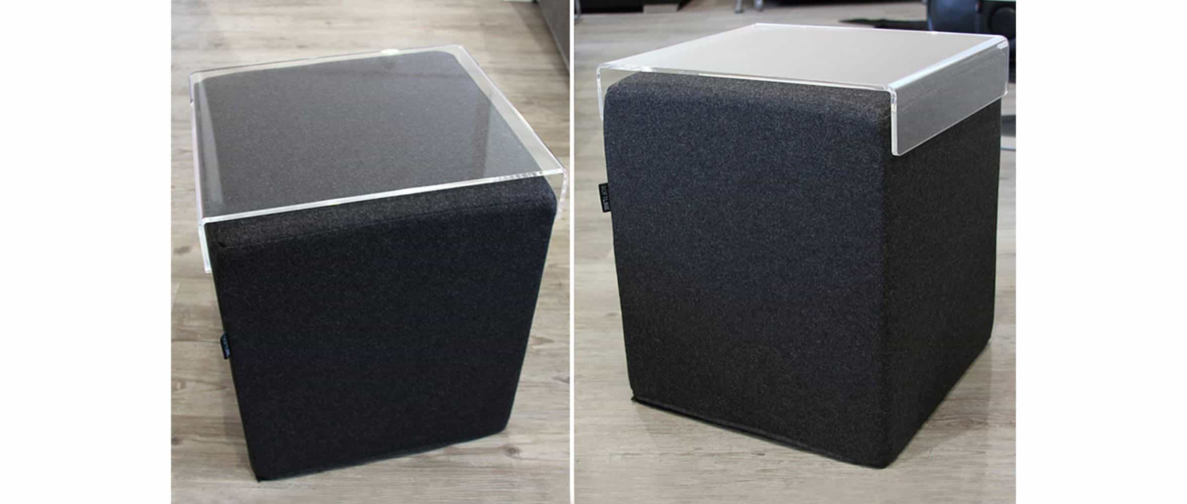 Hocker mit Tablett als stilvolle Ablagefläche für Wohn- und Loungebereich
