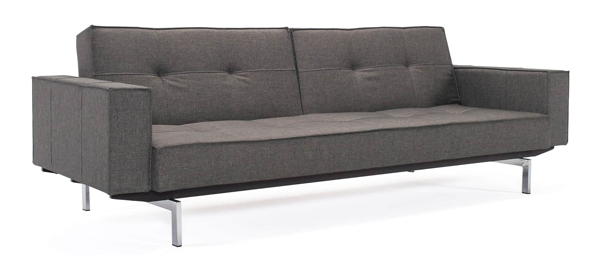 Das SPLITBACK mit Armlehnen im Stoff Flashtex Dunkelgrau (216) mit Chrombeinen