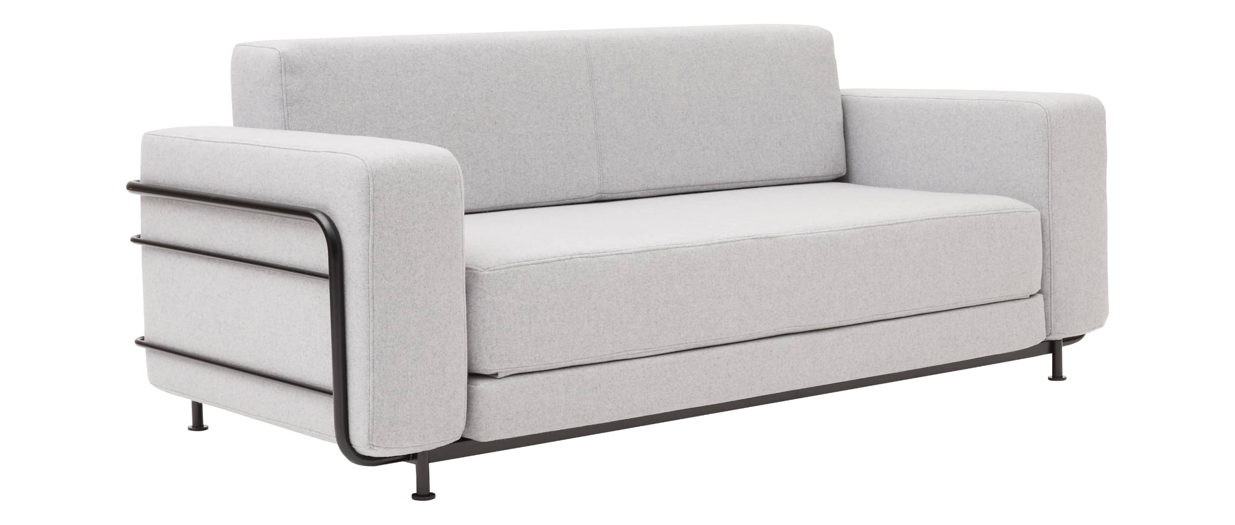 Das SILVER Schlafsofa von Softline ist auch mit schwarzem Gestell erhältlich