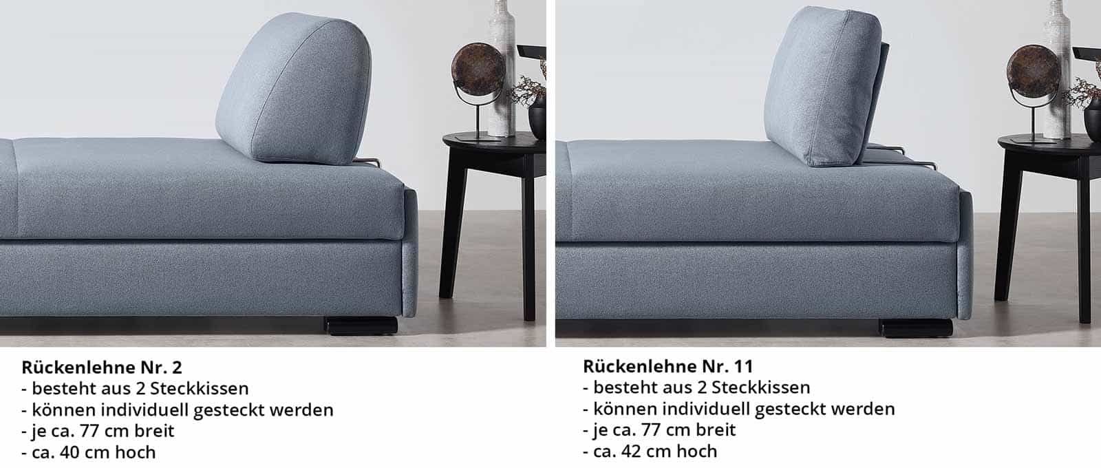 Wählen Sie außerdem aus 2 verschiedenen Rückenlehnen