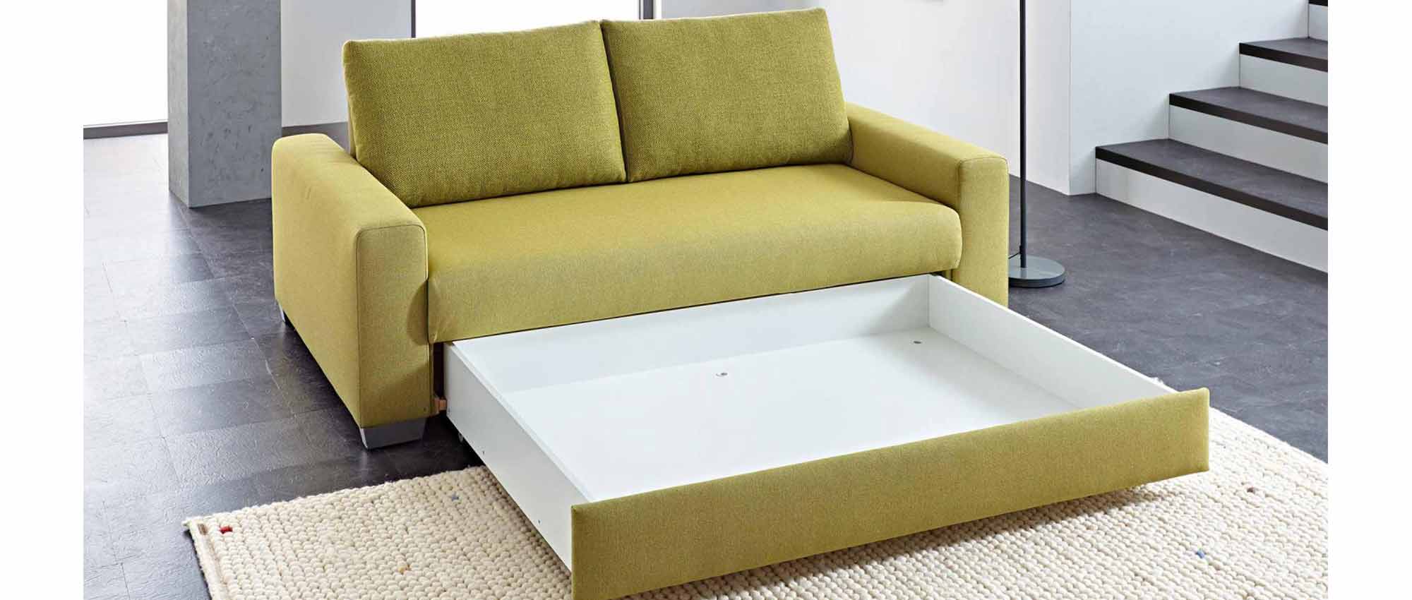 Hier das FRANKFURT DELUXE Sofa ohne Bettfunktion mit einem ca. 140 cm Einzelelement mit Bettkasten