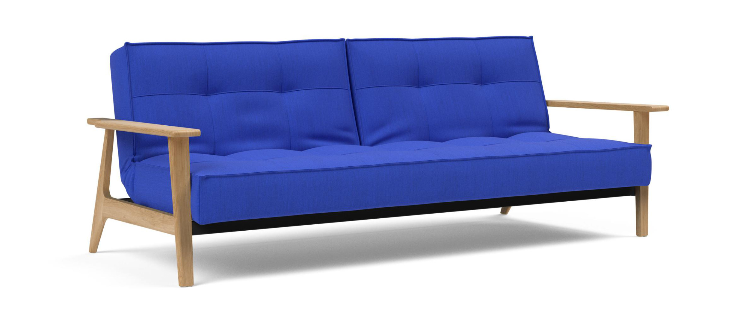 SPLITBACK Schlafsofa FREJ im Stoff Elegance Ultramarine (512) mit Armlehnen aus Eichenholz