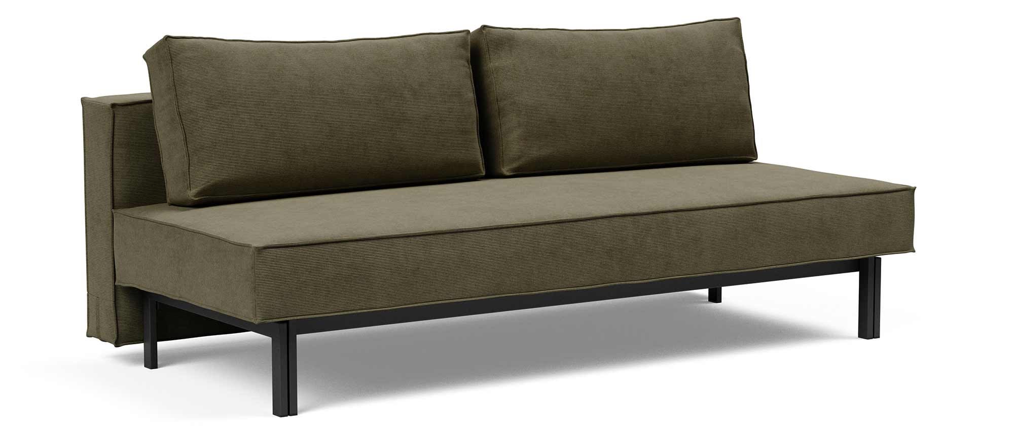 Hier das SLY Schlafsofa von Innovation als Sonderanfertigung im Cordstoff Cordufine Pine Green (316)