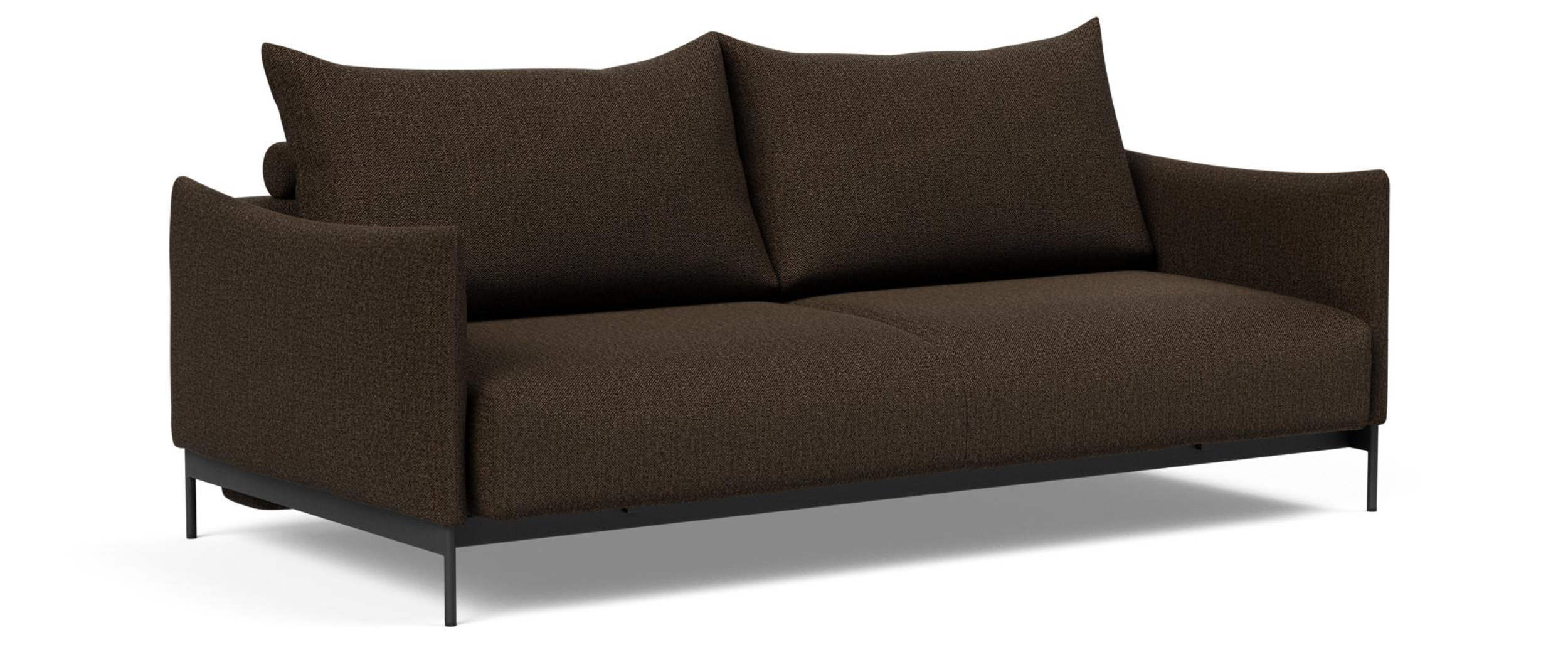 Schlafsofa MALLOY von Innovation mit schwarzen Metallfüßen und Stoff Taura Chocco (358)