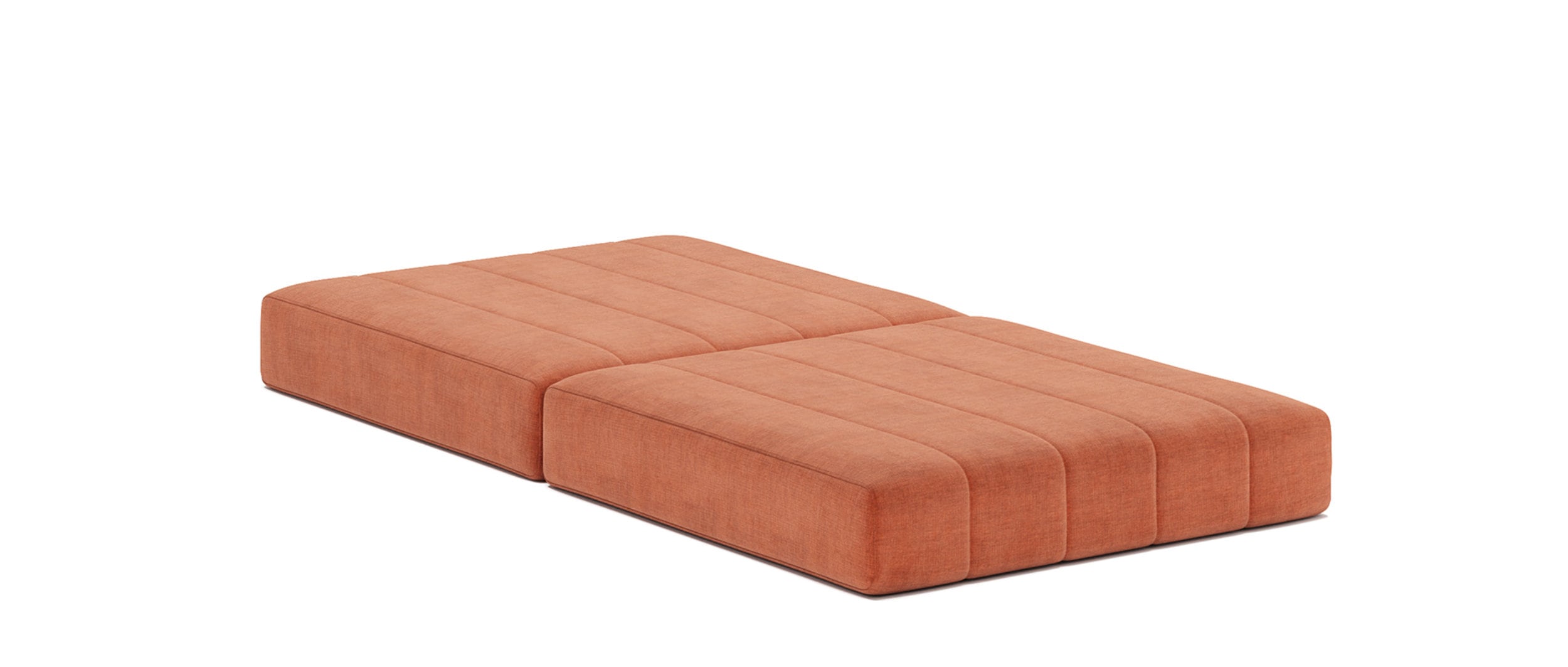 Die gestapelten Matratzen können zu einem Einzelbett mit einer Liegefläche von 100x200 cm umgebaut werden