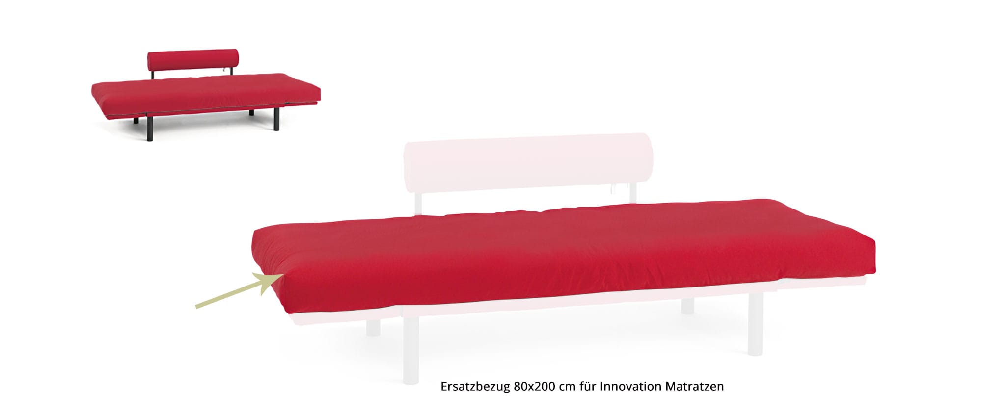 Der Ersatzbezug in der Größe ca. 80x200 cm ist passend für die Matratze des ROLLO Schlafsofas - auch hier im Shop erhältlich