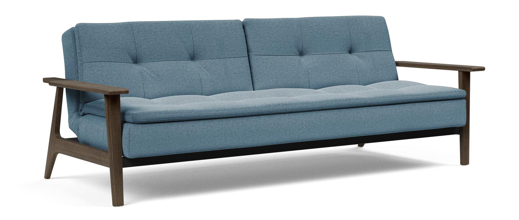 Das DUBLEXO FREJ Schlafsofa mit Frej-Holzarmlehnen - Smoked Oak (Eiche geräuchert)
