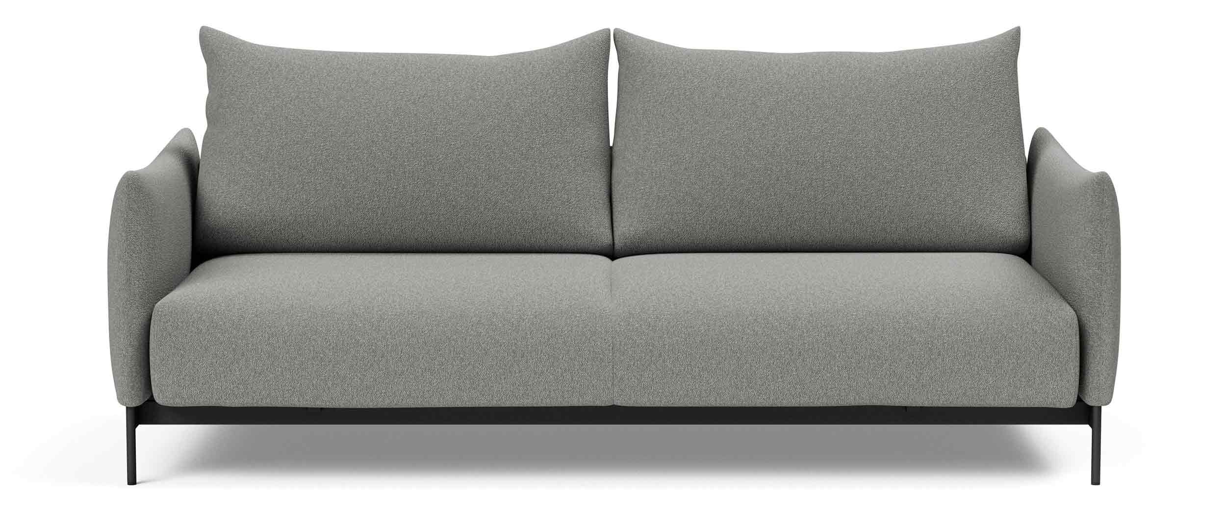 Das Innovation Schlafsofa MALLOY besitzt zwei große Rückenkissen und schön geschwungene Armlehnen