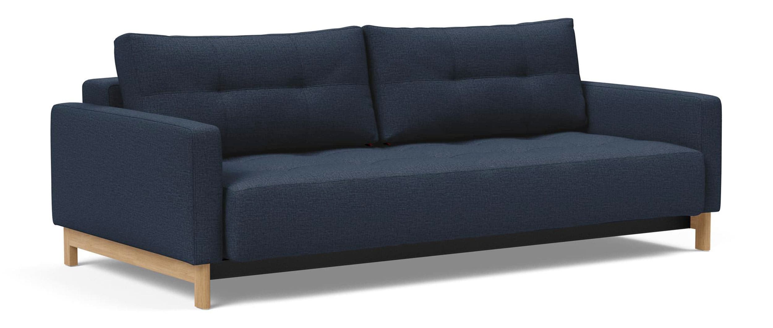 Das skandinavische Schlafsofa PYXIS D.E.L. von Innovation hier im Stoff Mixed Dance Blue (528)