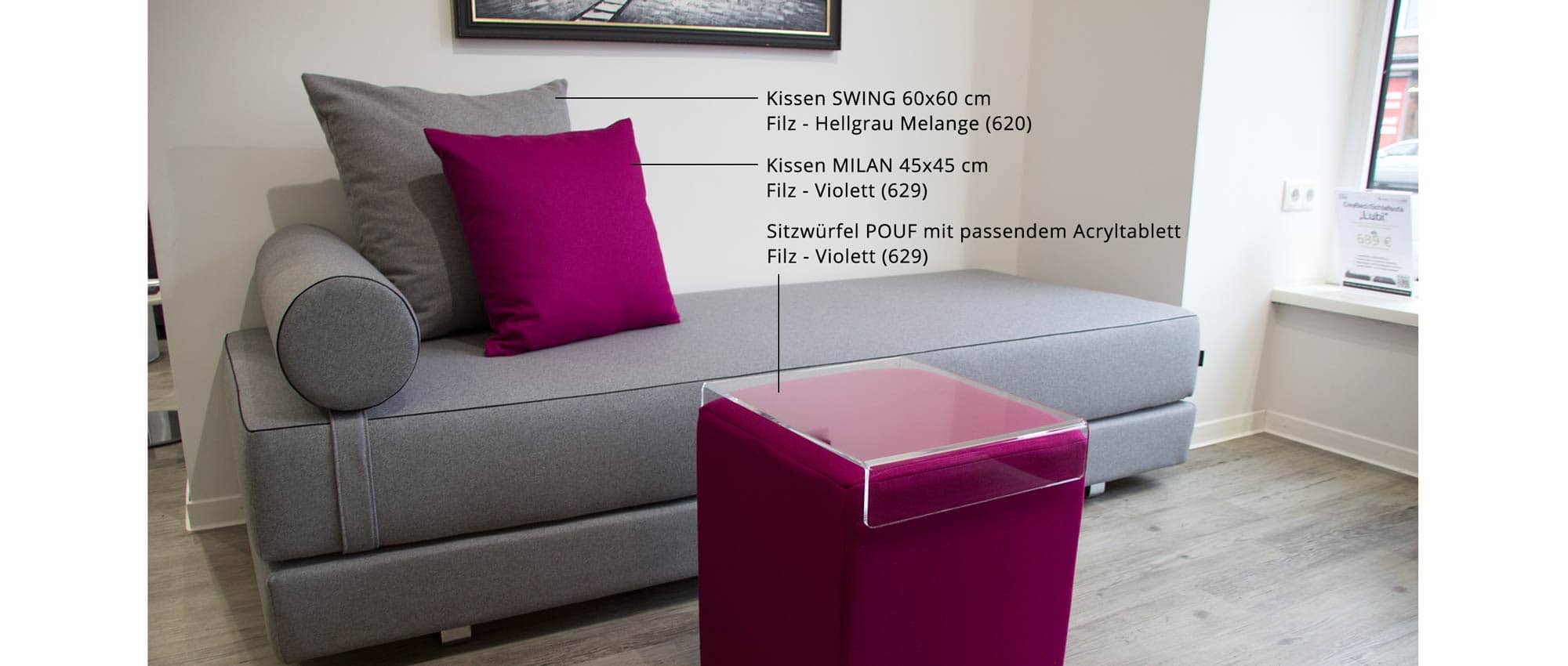 Ergänzen Sie Ihr LUBI Schlafsofa mit passendem Zubehör Ihrer Wahl