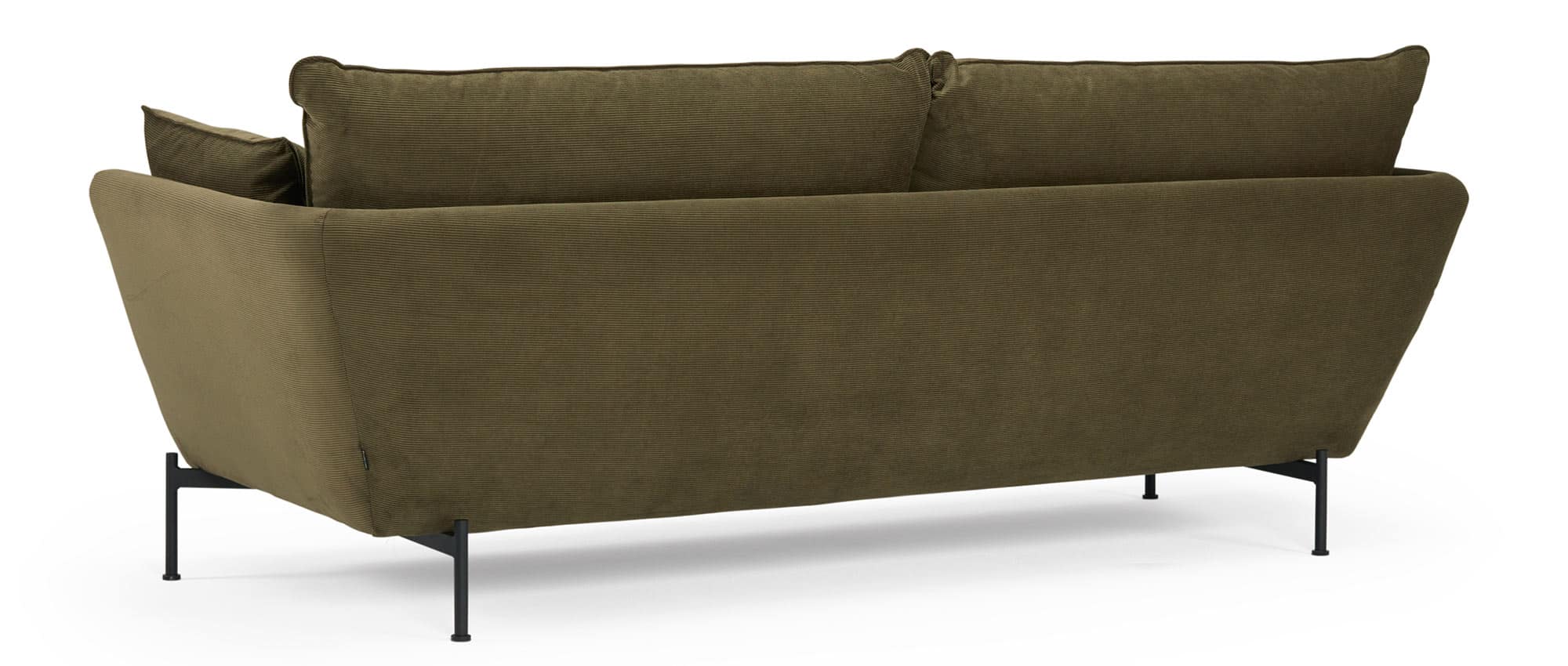 Das FALUN Sofa ist auch am Rücken in Ihrer Stoffauswahl bezogen - hier Stoff Cord fein - Pine Green (316)