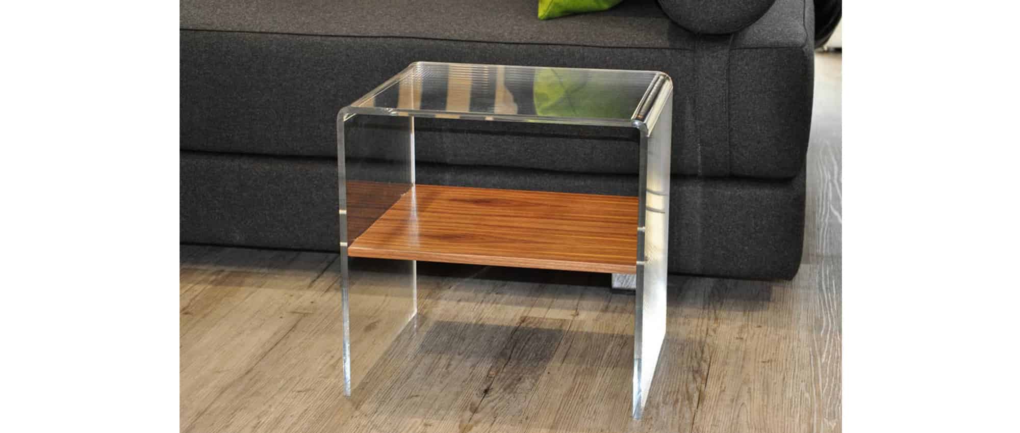 Beistelltisch LONDON mit Ablagefach aus Holzfurnier Nussbaum