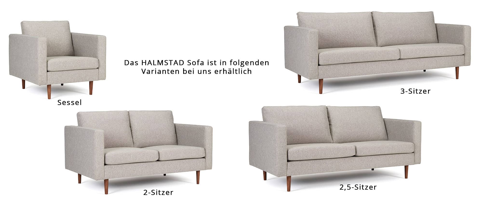 Das HALMSTAD Designer Sofa ist als 2-Sitzer, 2,5-Sitzer, 3-Sitzer und als Sessel bei uns erhältlich