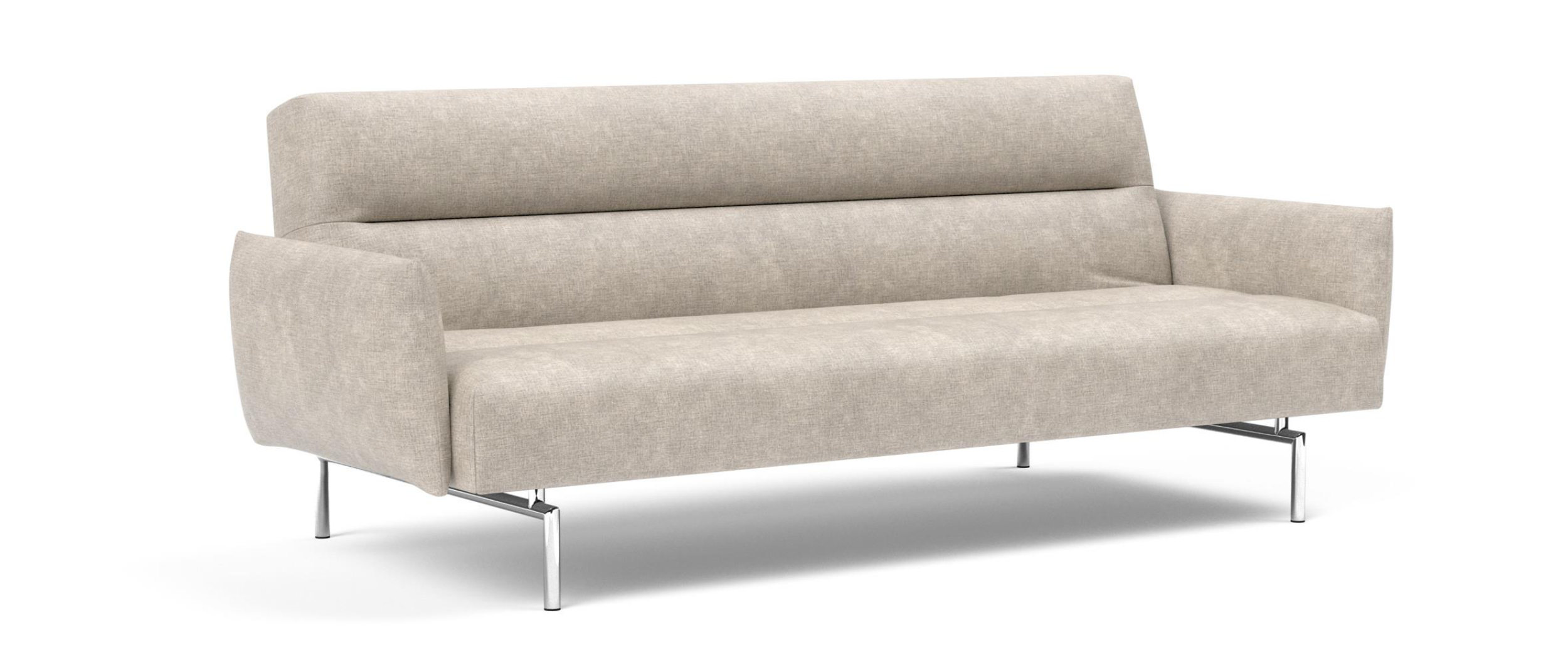 Das Innovation JILLIS Schlafsofa hier mit Armlehnen im Stoff Avella Sand (280)