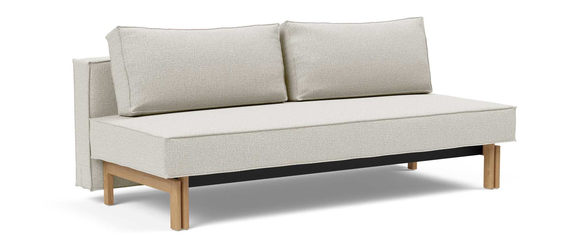 Das SLY WOOD Schlafsofa von Innovation mit hellen Holzfüßen aus Eiche im Stoff Mixed Dance Natural (527)
