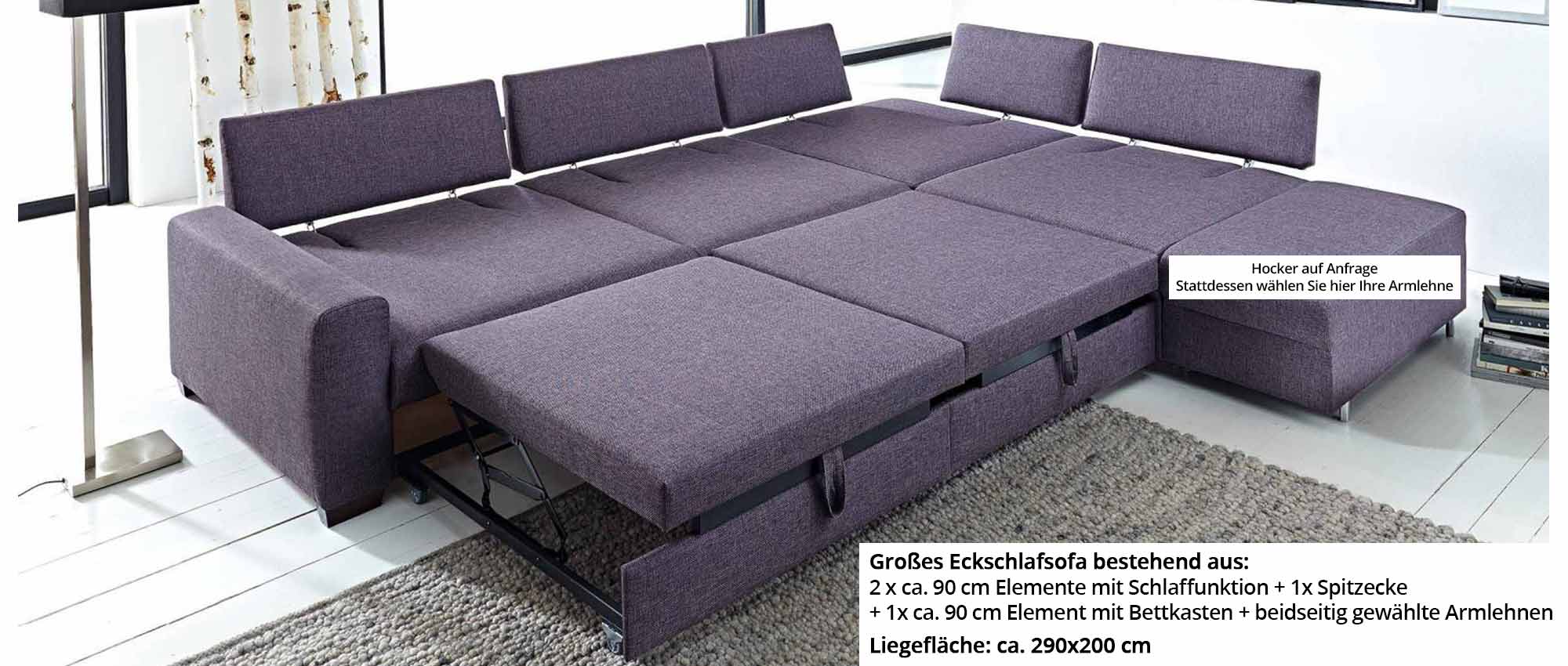 Kreieren Sie eine große Wohnlandschaft mit großer Liegefläche für Ihre Gäste