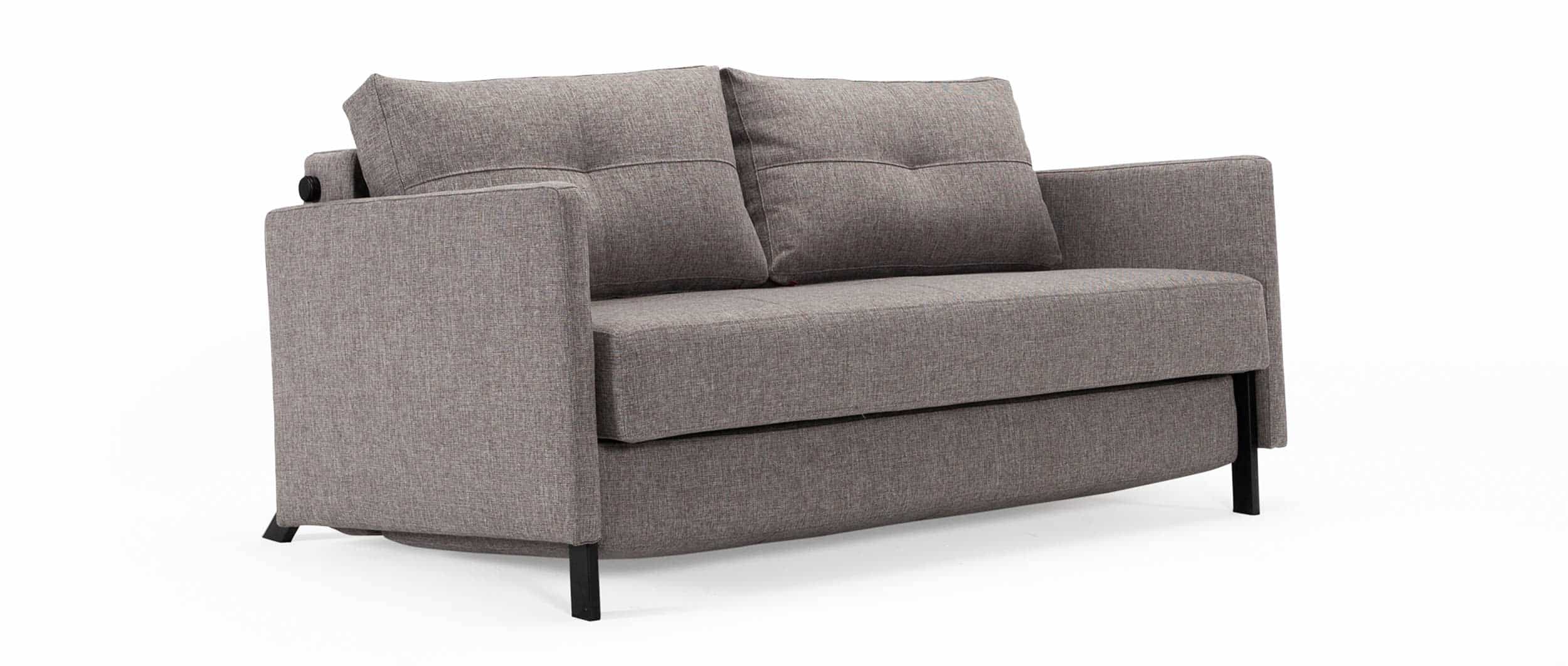 Das CUBED 02 Schlafsofa 140 mit Armlehnen von Innovation als Sonderanfertigung im Stoff Mixed Dance Grau (521)