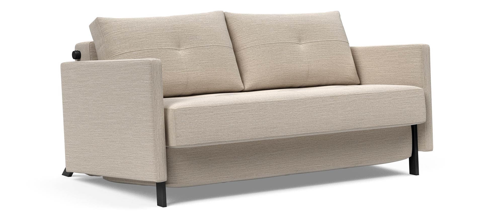 Das Innovation CUBED 02 mit ca. 140x200 cm Liegefläche im Stoff Blida Linen Sandgrau (612)