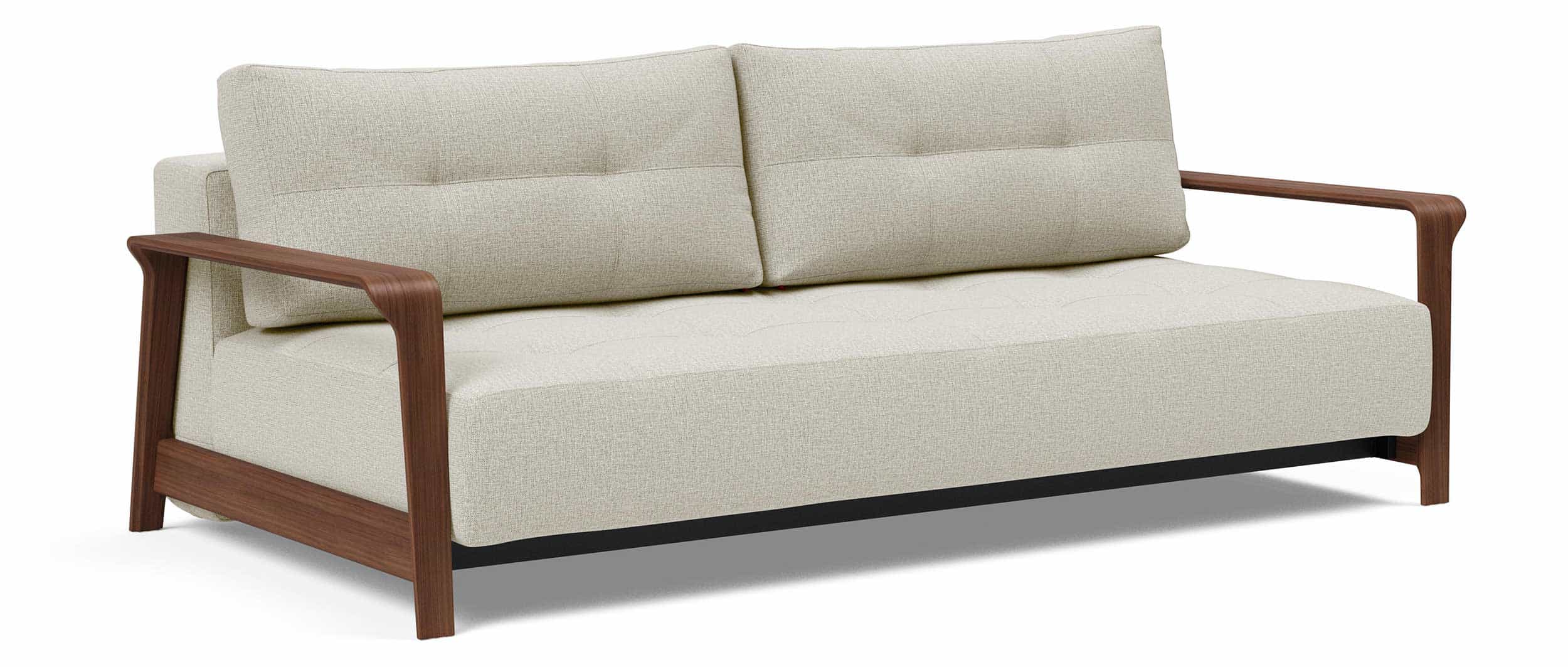RAN DELUXE Schlafsofa mit Walnuss-Armlehnen als Sonderanfertigung im Stoff Mixed Dance Natural (527)