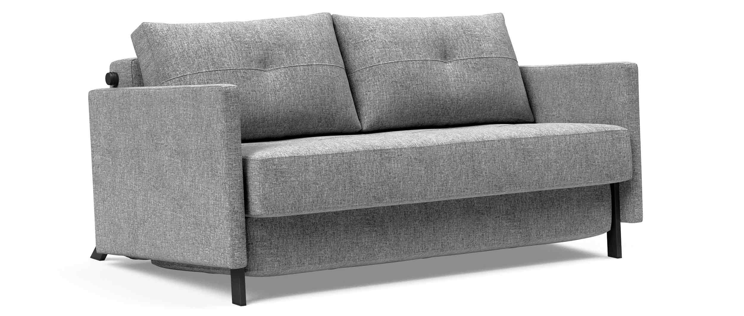 Das CUBED 02 Schlafsofa 140 mit Armlehnen im Stoff Twist Granite (565)