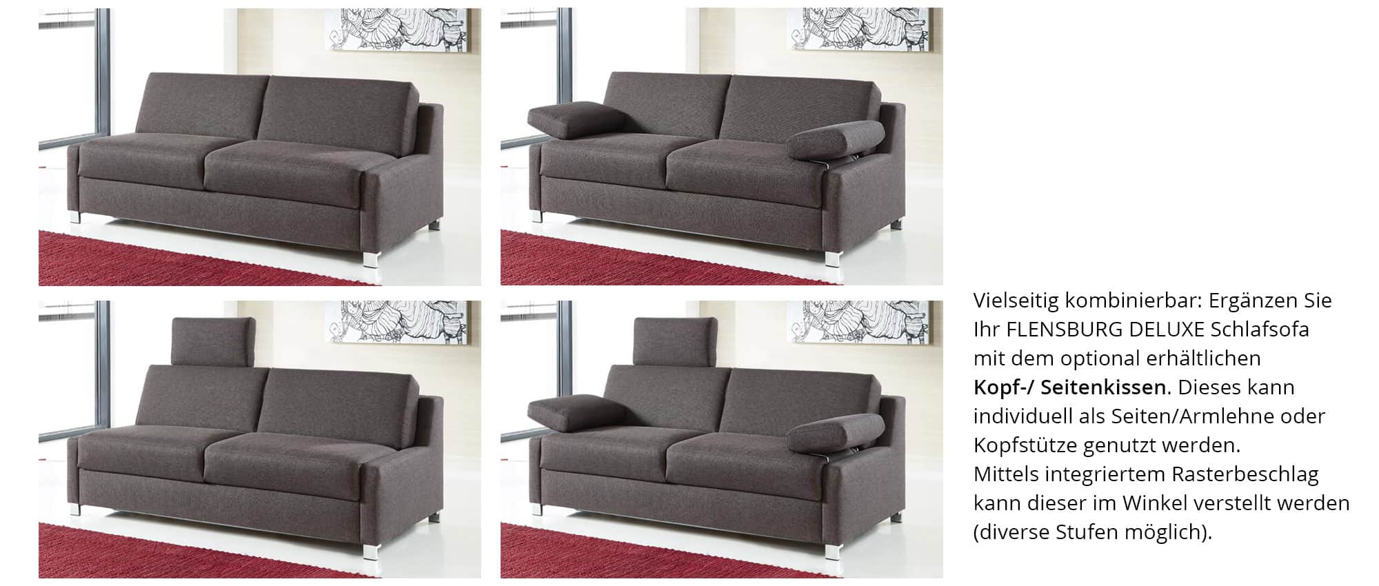 Das FLENSBURG DELUXE ist durch die Kopf- und Seitenkissen flexibel einsetzbar