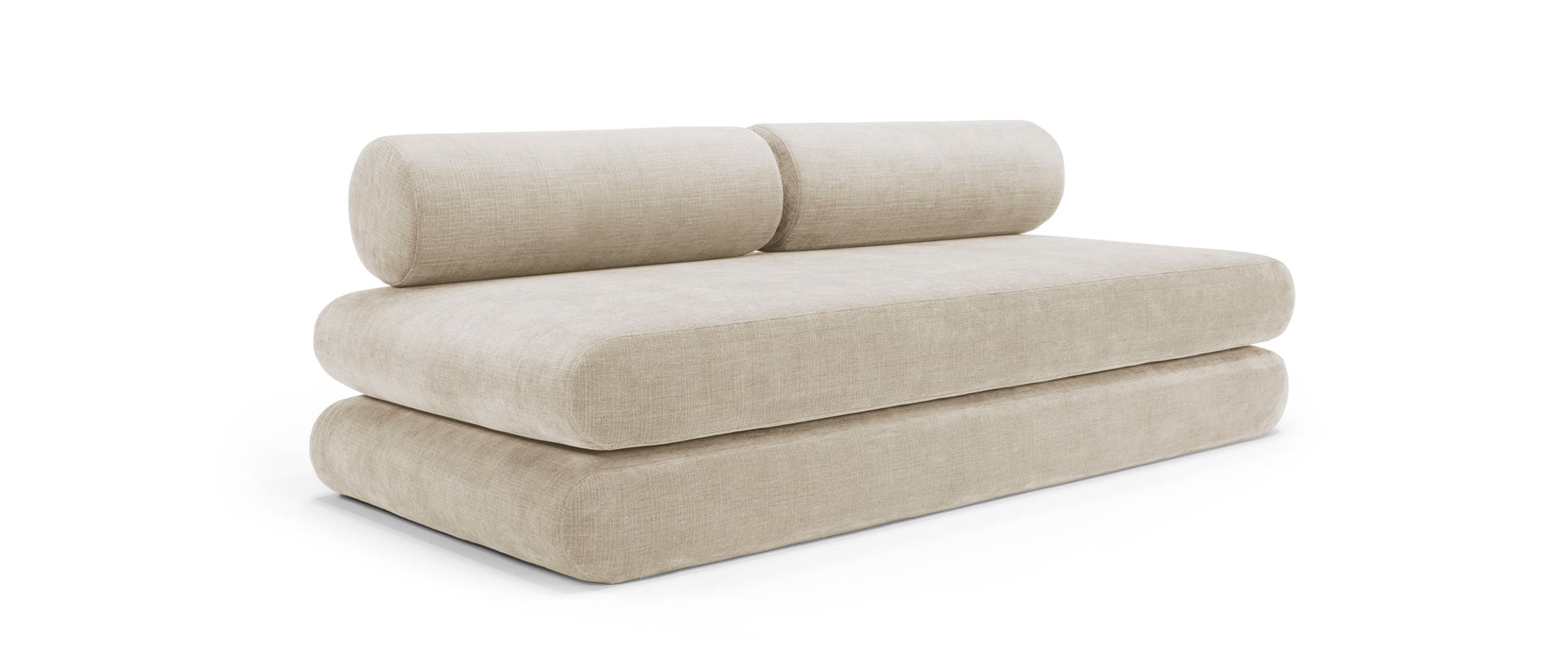 Das CIRCLUS Schlafsofa ist in vielen Stoffen erhältlich – hier im regulären Stoff Esina Almond Beige (410)