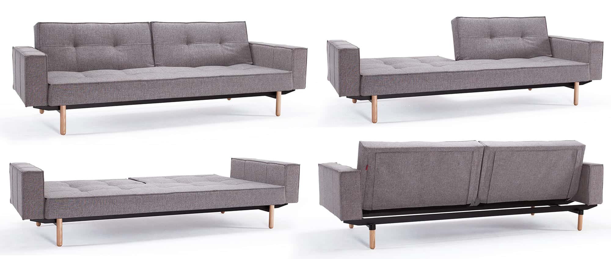 Die geteilte Rückenlehne lässt sich beim SPLITBACK Schlafsofa unabhängig voneinander in drei Positionen klappen