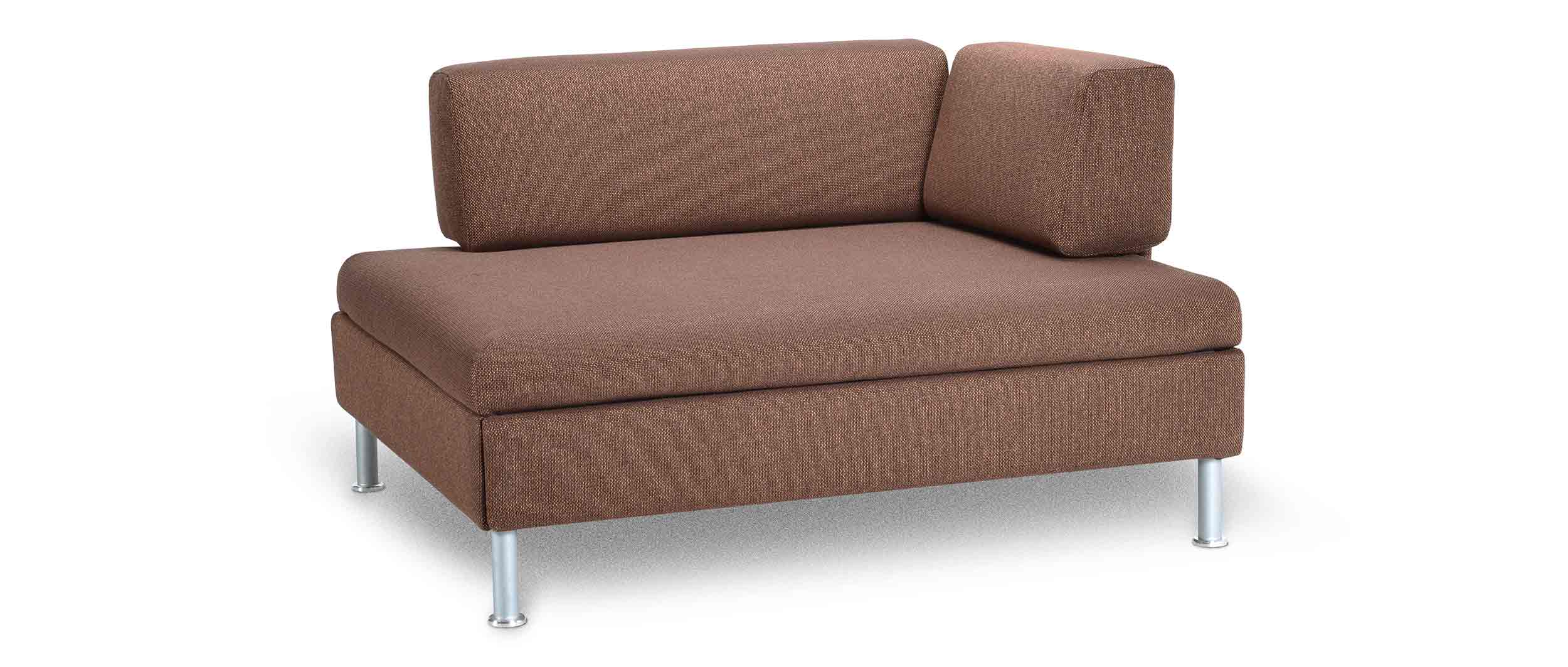Stoff East - Havanna (Braun) - (11/1) mit Füßen in Aluminium matt (glänzendes Fußende)