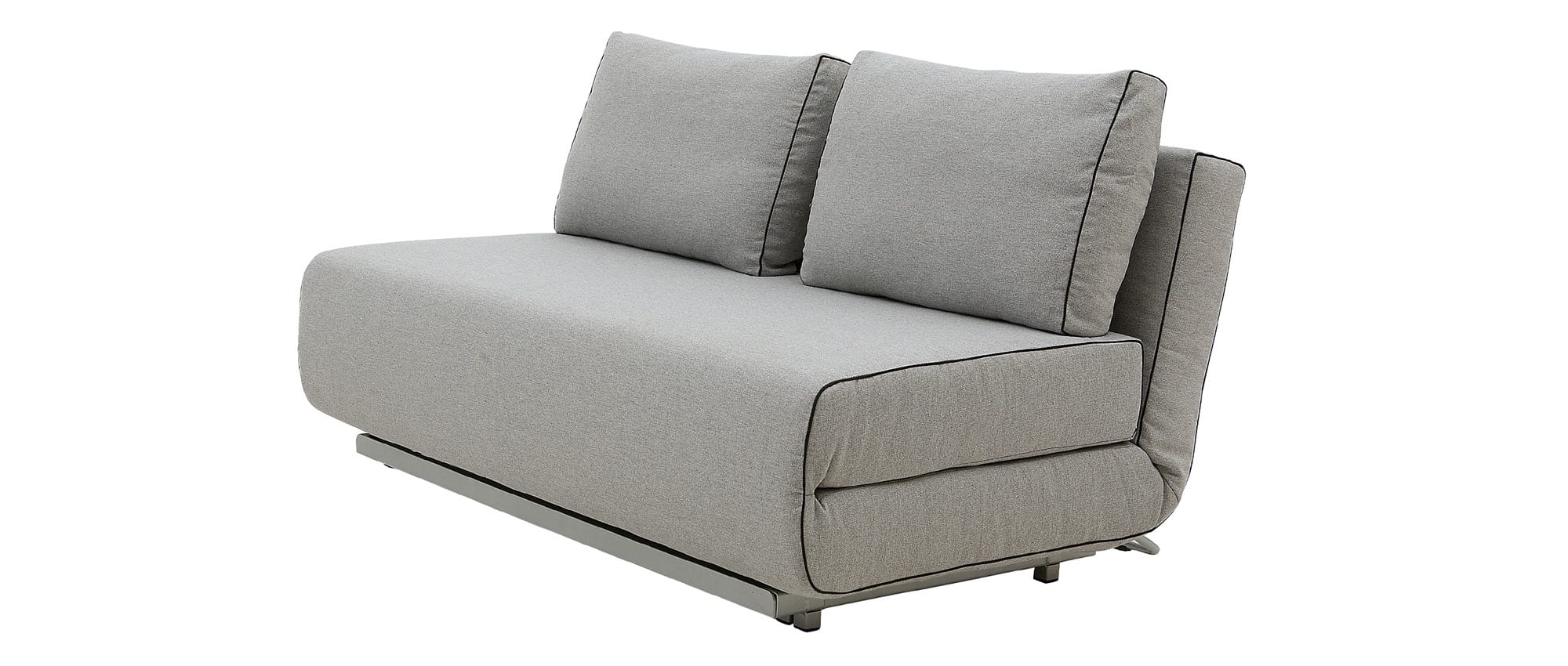 Das CITY Schlafsofa von Softline lässt sich in ein Gästebett für bis zu 2 Personen umklappen - hier Stoff Vision - Hellgrau (445) mit schwarzem Keder