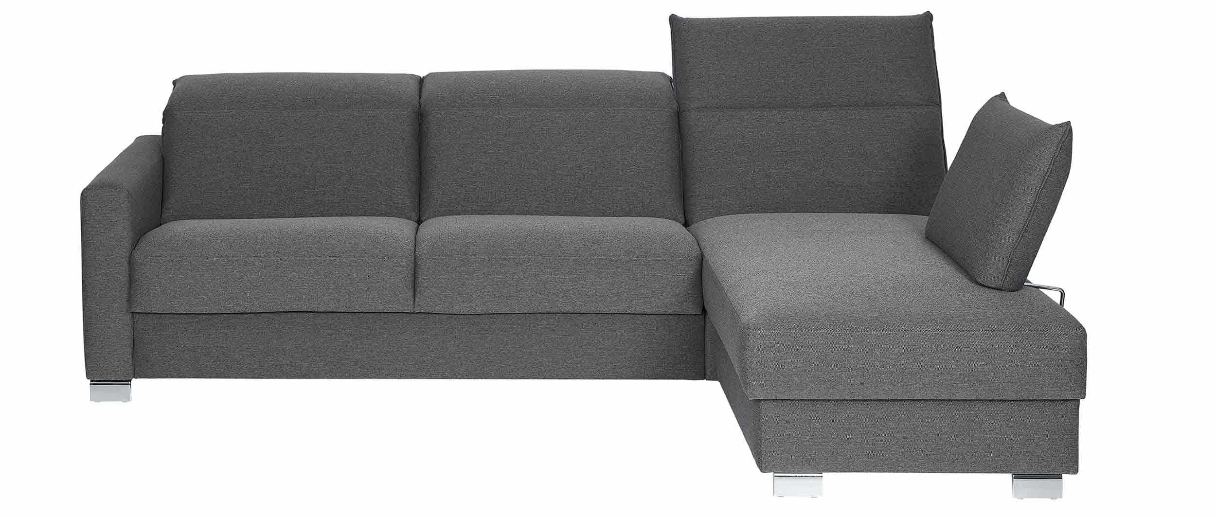 Das Ecksofa GENF DELUXE mit Longchair und Steckkissen anstelle einer Armlehne