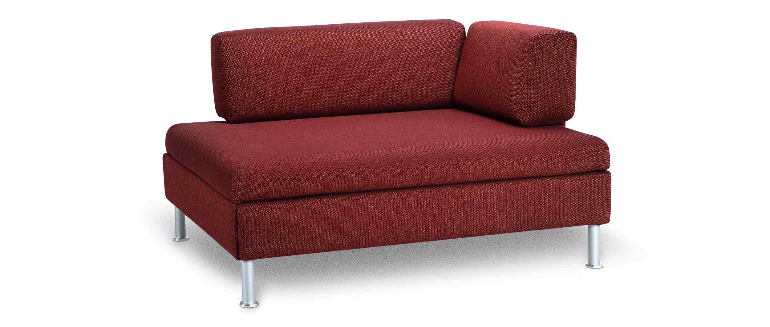 Stoff East - Cherry (Rot) - (18) mit Füßen in Aluminium matt (glänzendes Fußende)