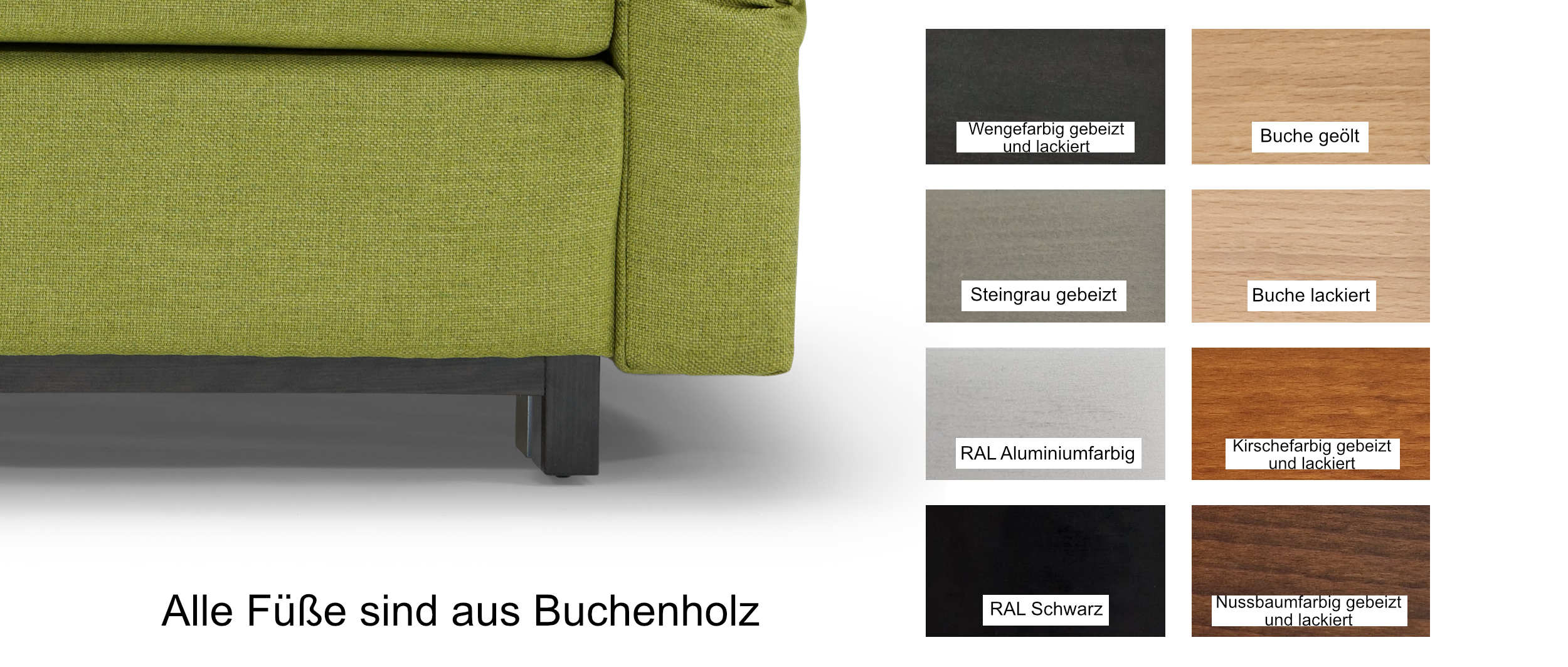 Schöne Auswahl an verschiedenen Buchen - Holzfüßen