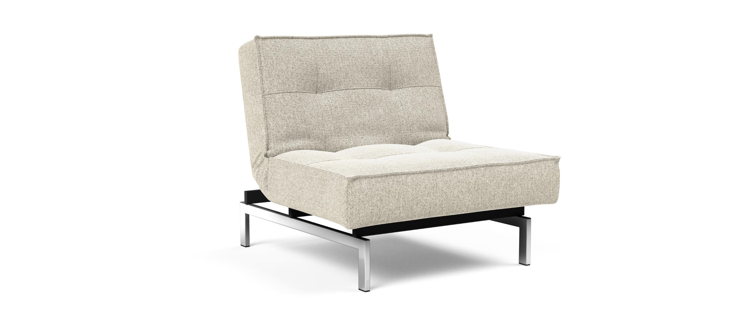 Sessel SPLITBACK von Innovation im Stoff Taura Off White (357) mit glänzenden Chromfüßen