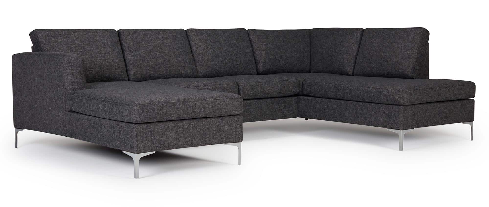 Das TRELLEBORG U-Form Ecksofa mit Rückenkissen und geraden Chromfüßen