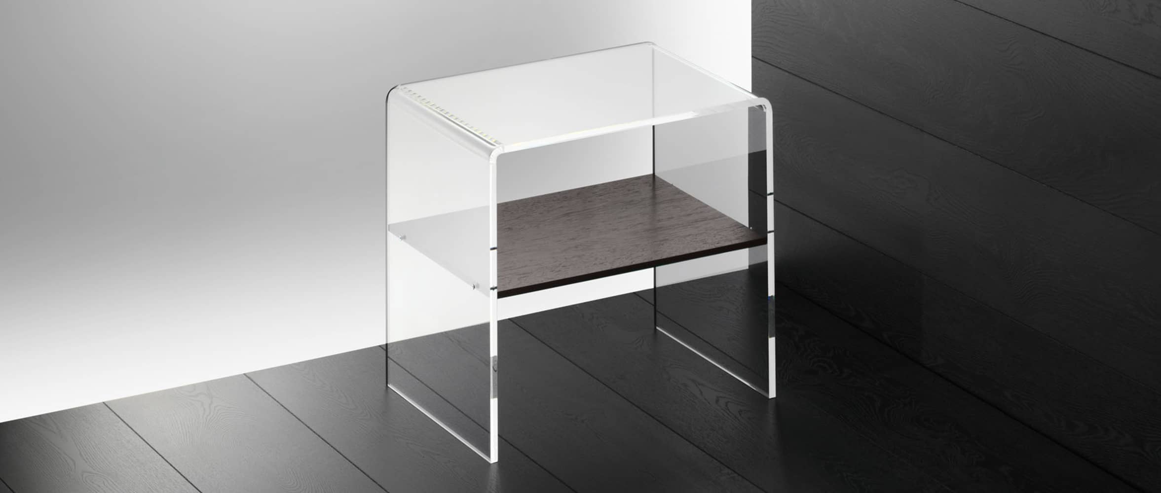 Beistelltisch LONDON mit Ablagefach aus Holzfurnier Wenge