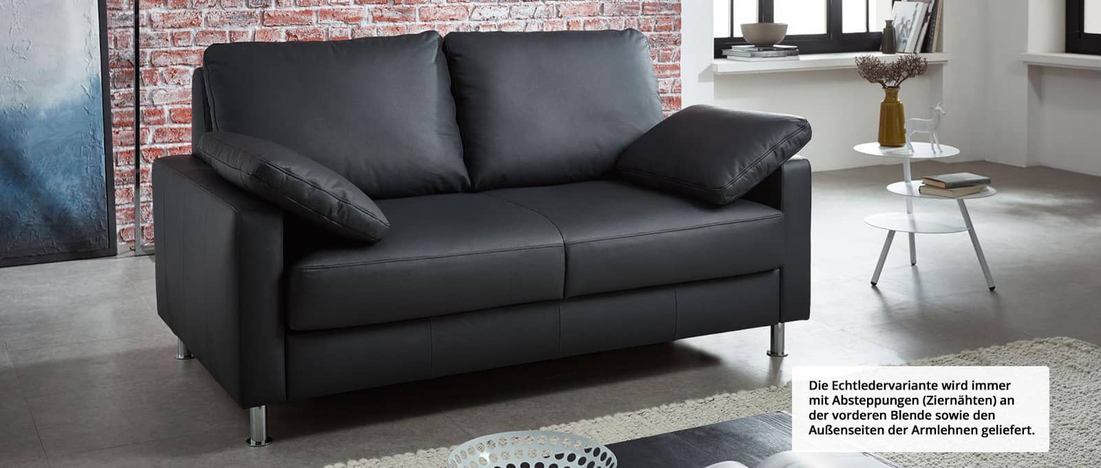 Beispielbild: BERLIN DELUXE Sofa in Echtleder - die Seitenkissen für die Armlehnen sind auch als Einzelprodukt hier im Shop erhältlich (Art.Nr. 8029)