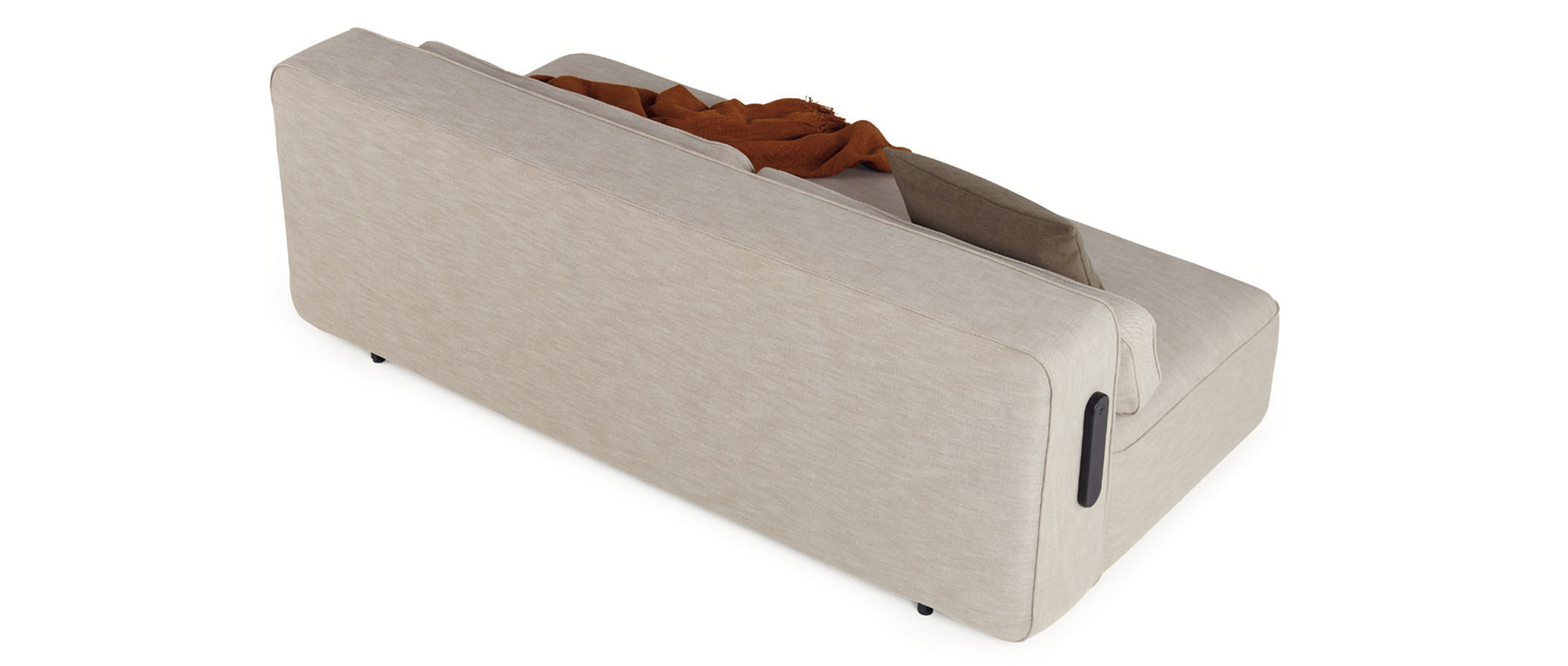 Das YONATA Lounge Schlafsofa ohne Armlehnen von Innovation präsentiert sich in einem modernen, schlichten Design - Stoff Phobos Latte (586)