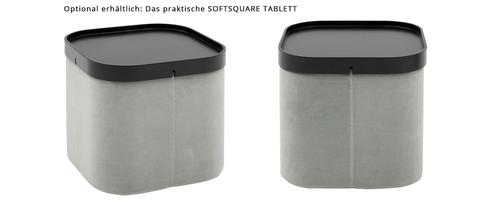 Das SOFTSQUARE TABLETT ist in den Farben Weiß, Schwarz, Walnuss und Esche bei uns erhältlich