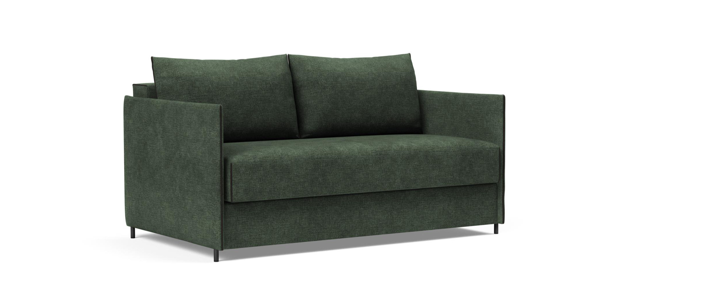 Das LUOMA Schlafsofa von Innovation mit Armlehnen im Stoff Avella Pine Green (281)