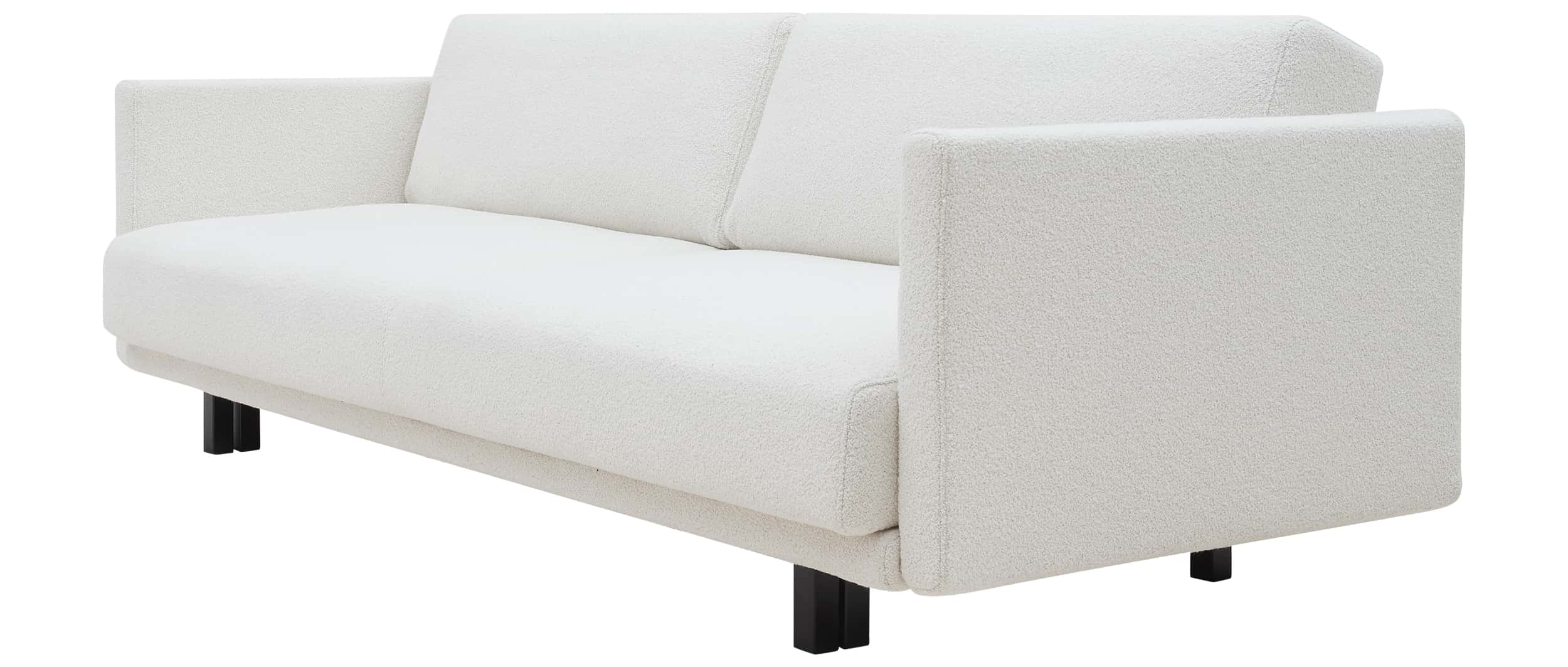 Das Schlafsofa MEGHAN von Softline ist auch mit schwarzen Metallfüßen erhältlich
