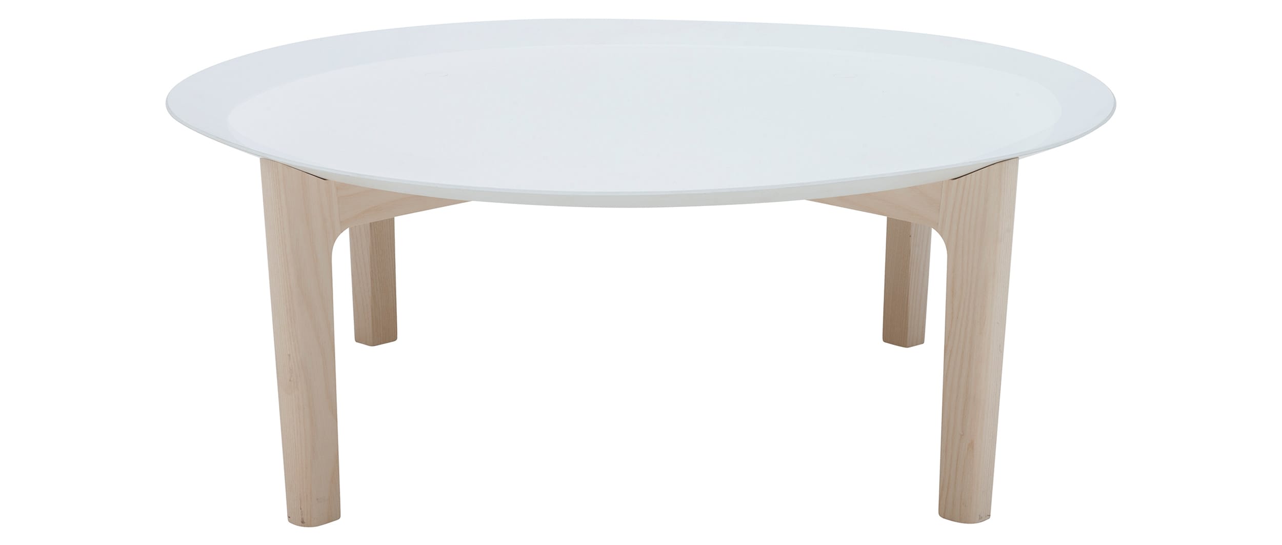 Der Tisch TRAY von Softline hier mit Beinen in Eschenholz natur - wahlweise auch in schwarz erhältlich
