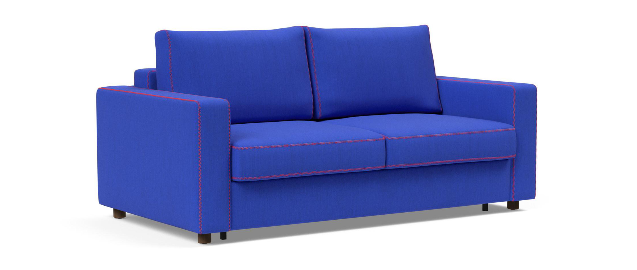 Das Innovation NEAH Schlafsofa gibt es auch als Modell NEAH X mit breiten Armlehnen und orangenen Ziernähten