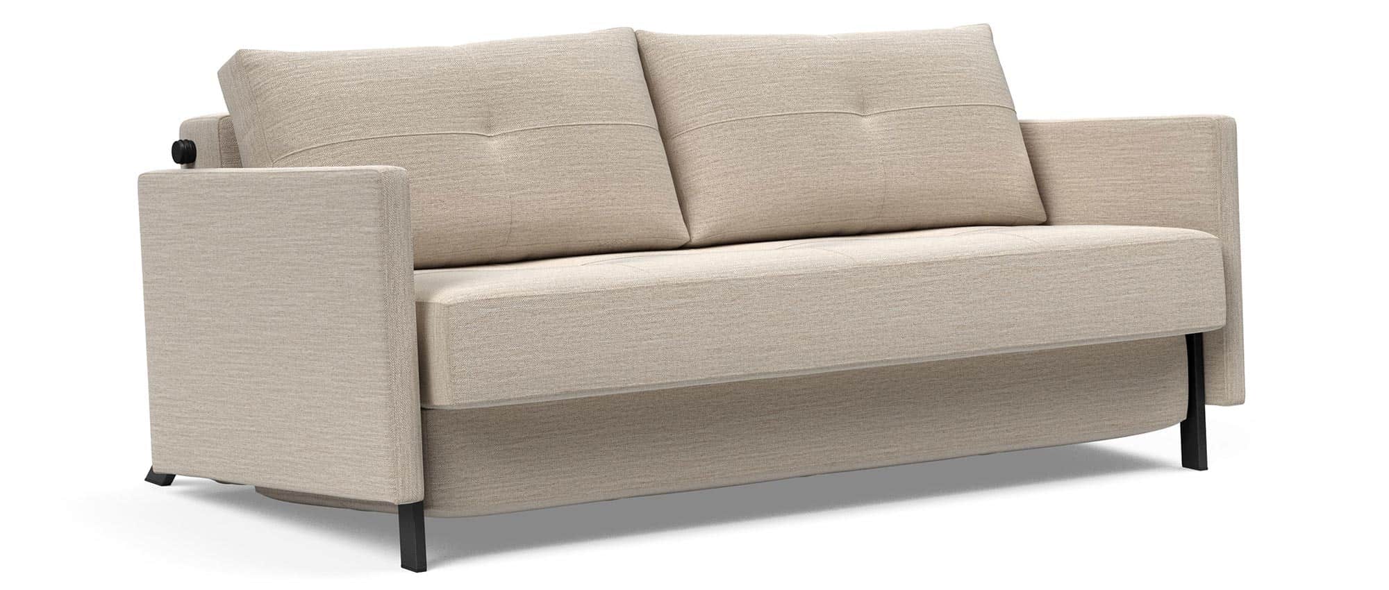 Das Innovation CUBED 02 Schlafsofa 160 im Stoff Blida Linen Sandgrau (612)